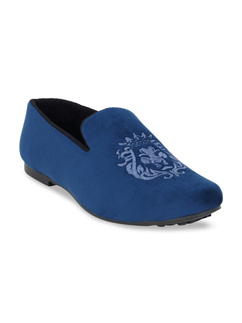 

Kielz Men Blue Suede Woven Design Slip On Loafers