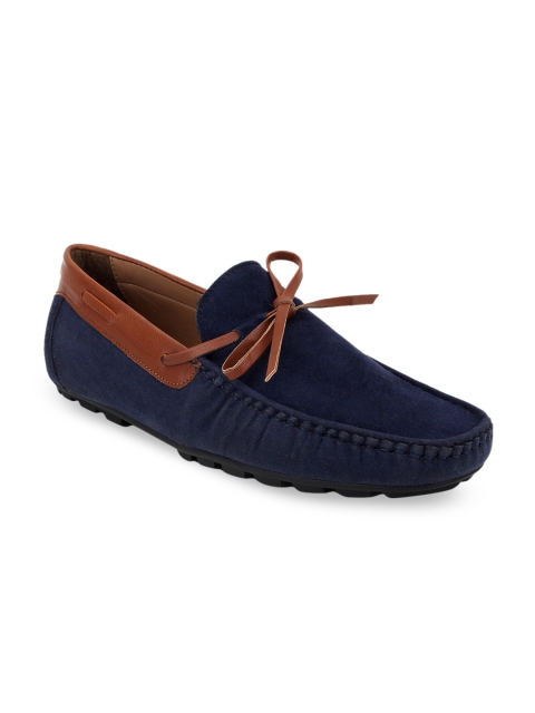 

SCENTRA Men Navy Blue & Brown Colourblocked Suede Loafers