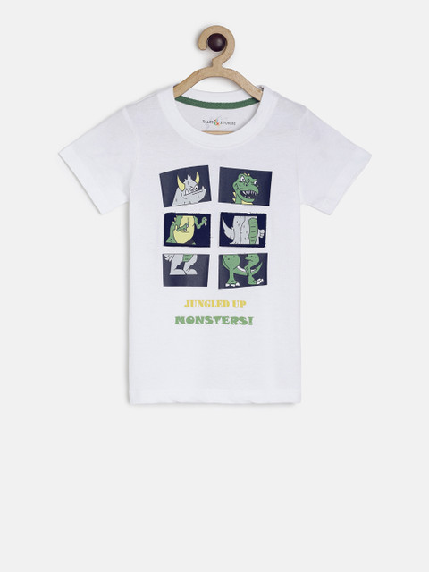 

TALES & STORIES Girls White Printed Round Neck T-shirt