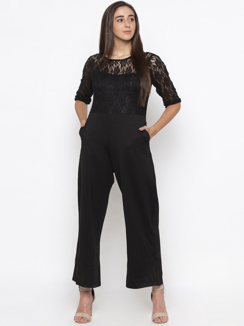 

Globus Women Black Solid Lace Insert Basic Jumpsuit