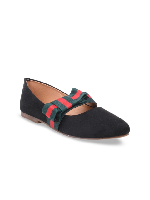 

GNIST Women Black Solid Suede Ballerinas