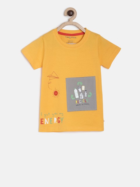 

TALES & STORIES Boys Yellow Printed Round Neck T-shirt