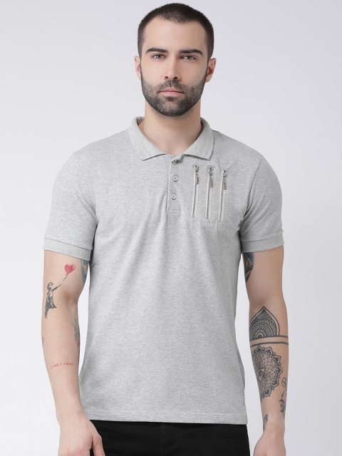 

Rex Straut Jeans Men Grey Solid Polo Collar T-shirt