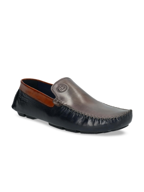 

Bugatti Men Navy Blue & Grey Leather Loafers