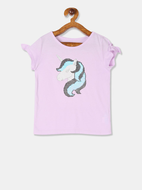 

The Childrens Place Girls Purple Solid Round Neck T-shirt