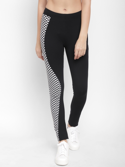 

Floret Women Black & White Checked Slim-Fit Track Pants