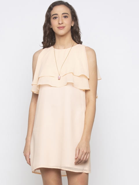 

Iti Women Peach-Coloured Solid A-Line Dress