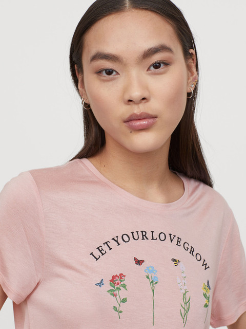 

H&M Women Pink Viscose T-shirt