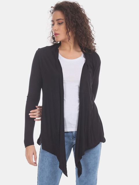 

Sugr Women Black Solid Open Front Shrug