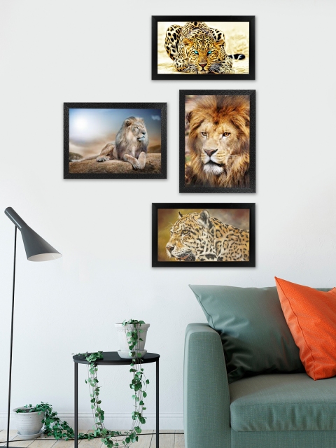 

SWADESI STUFF Set Of 4 Black Textured Individual Wall Photo Frames