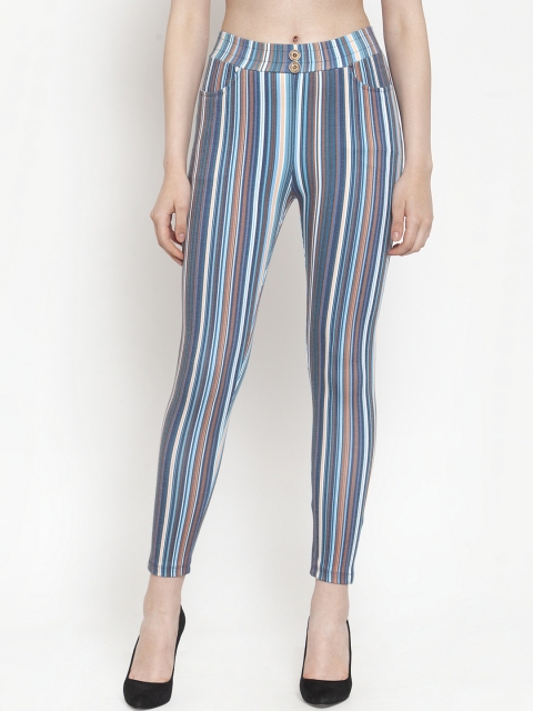 

armure Women Blue & Brown Striped Treggings