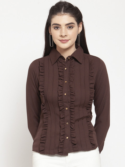 

armure Women Brown Regular Fit Solid Casual Shirt