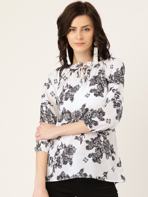 

Rute Women White & Black Printed Top