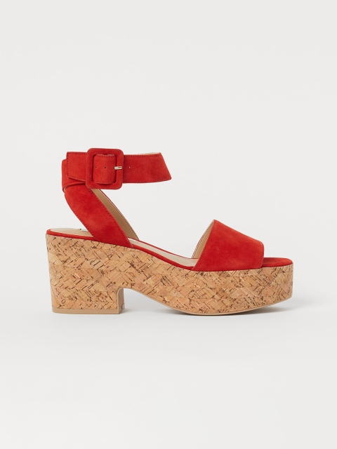 

H&M Women Orange Suede Platform Sandals