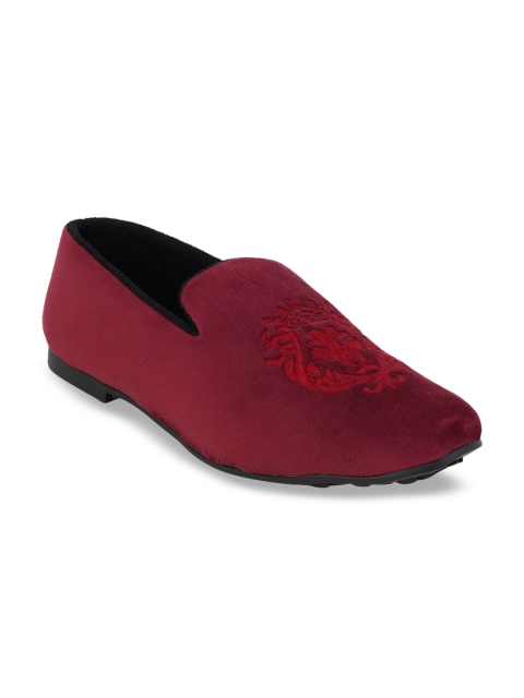 

Kielz Men Red Woven Design Suede Loafers