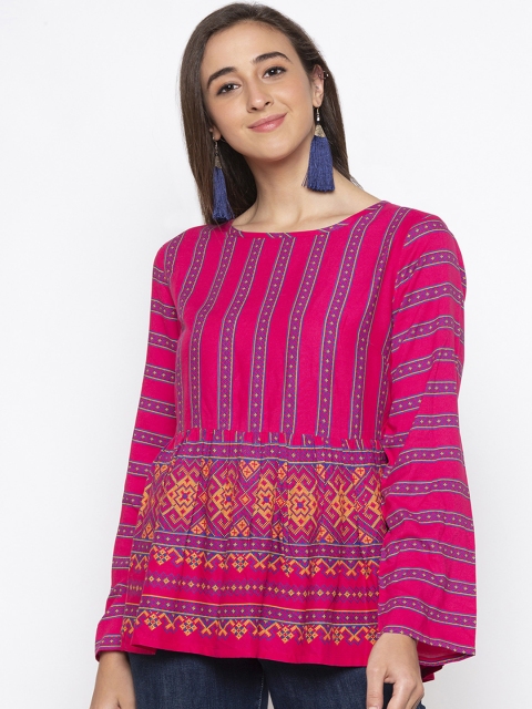 

Globus Women Pink & Blue Printed Top