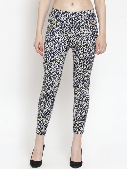 

armure Women Navy Blue & White Animal Printed Treggings