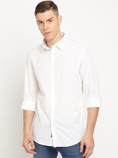 

TED HARBOR Men White Slim Fit Solid Casual Shirt