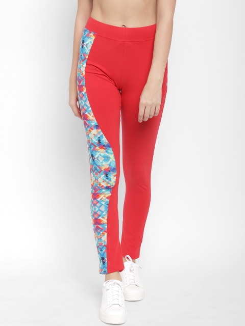 

Floret Women Red & Blue Printed Slim-Fit Track Pants