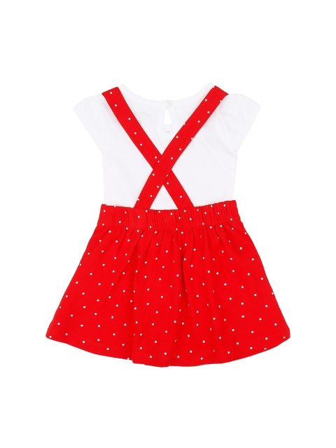 

Pantaloons Baby Girls Red Printed Pinafore Dress with Top