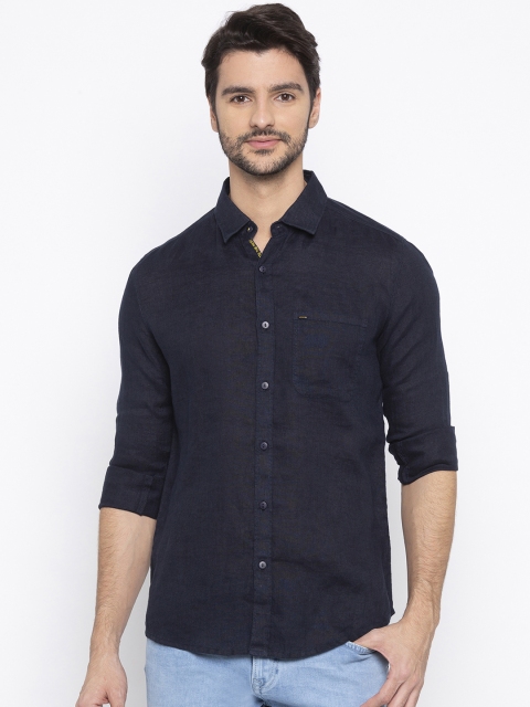 

SPYKAR Men Navy Blue Slim Fit Solid Casual Shirt