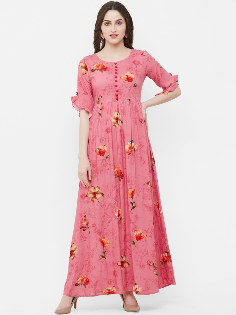 

INDE by MISH Women Pink Floral Print Maxi Dress