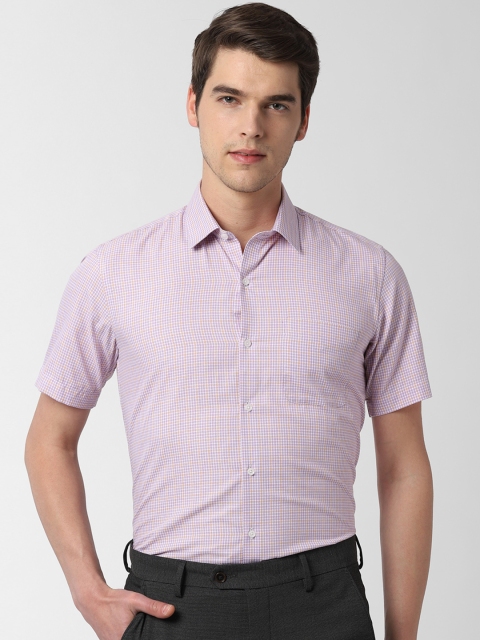 

Peter England Men White & Purple Regular Fit Checked Formal Shirt