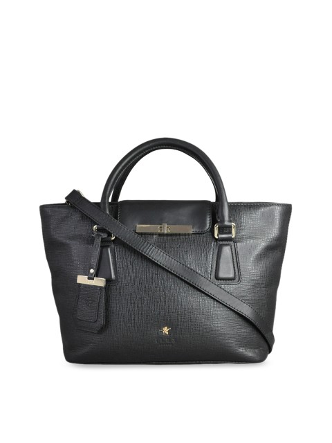 

ILEX Black Textured Leather Handheld Bag