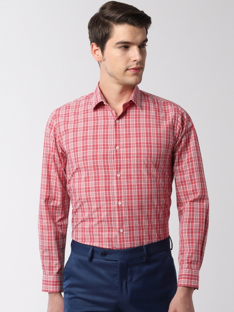 

Peter England Men Red & White Slim Fit Checked Formal Shirt