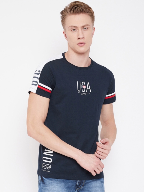 

Octave Men Navy Blue Printed Round Neck T-shirt