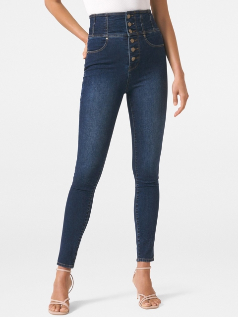 

Forever New Women Blue Skinny Fit High-Rise Clean Look Stretchable Jeans