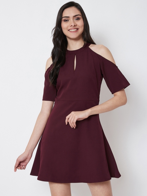 

Nun Women Burgundy Solid Fit and Flare Dress