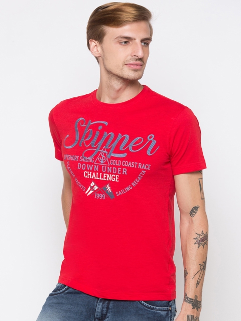 

Globus Men Red Printed Round Neck T-shirt