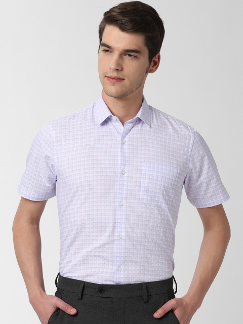 

Peter England Men Pink & Blue Regular Fit Checked Formal Shirt