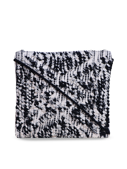 

Diwaah Black & White Self Design Sling Bag