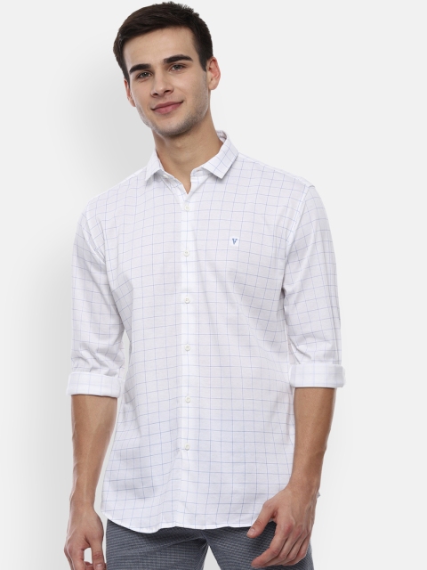 

Van Heusen Sport Men White & Blue Slim Fit Checked Casual Shirt