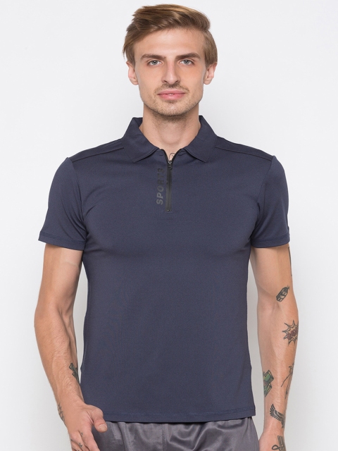 

Globus Men Navy Blue Solid Polo Collar T-shirt