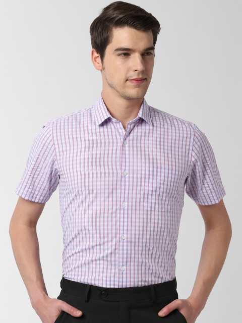 

Peter England Men Blue & Pink Regular Fit Checked Formal Shirt
