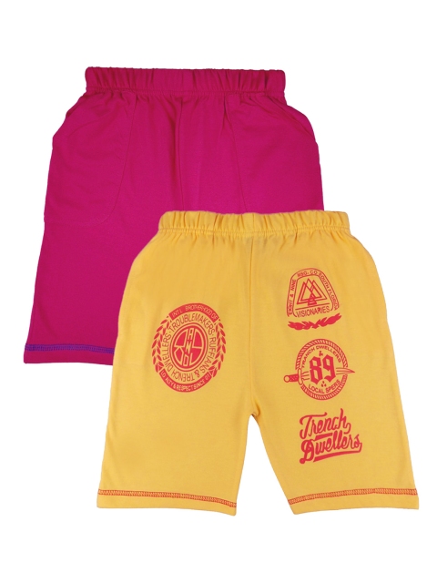 

SWEET ANGEL Girls Pack of 2 Pink Printed Regular Fit Regular Shorts