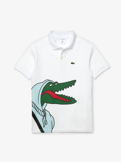 

Lacoste Boys White & Green Printed Polo
