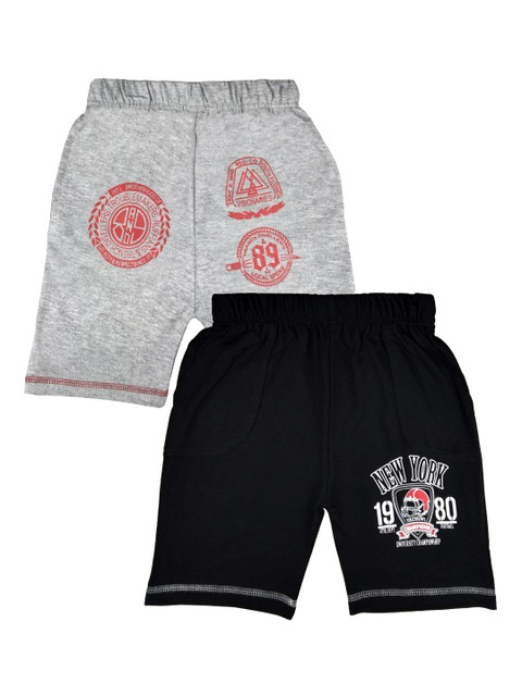 

SWEET ANGEL Boys Set Of 2 Printed Regular Fit Shorts, Grey melange