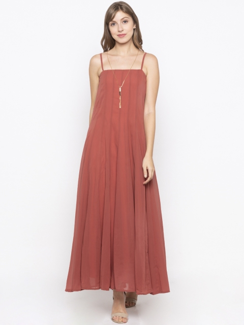 

Iti Women Dusty Pink Solid Maxi Dress