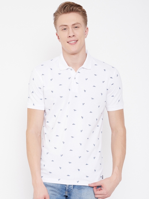 

Octave Men White Printed Polo Collar T-shirt