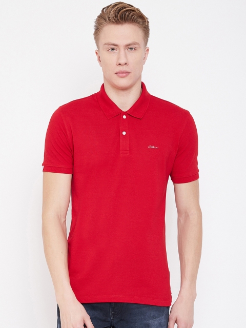 

Octave Men Red Solid Polo Collar T-shirt