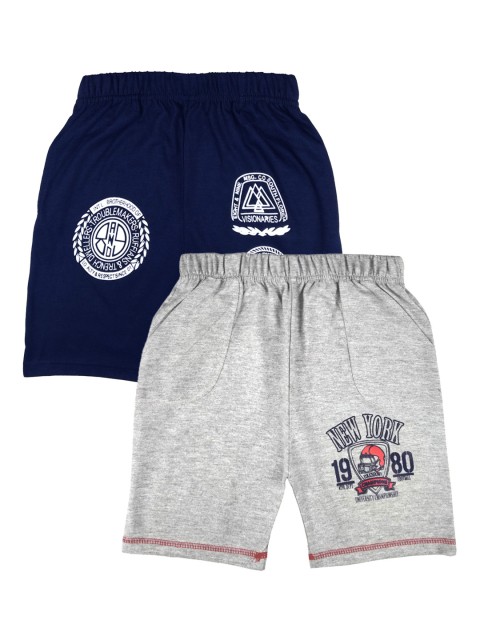 

SWEET ANGEL Boys Set Of 2 Printed Regular Fit Shorts, Grey melange
