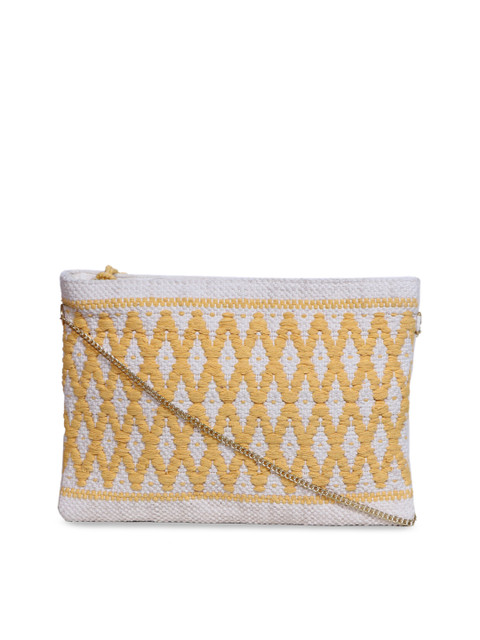 

Diwaah Yellow & White Self Design Sling Bag