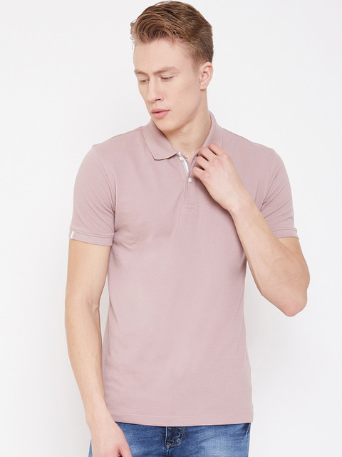 

Octave Men Pink Solid Polo Collar T-shirt