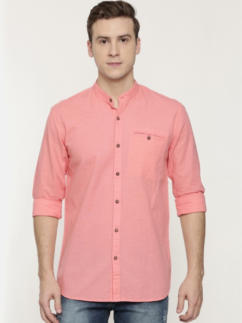 

ROLLER FASHIONS Men Pink Slim Fit Solid Casual Shirt