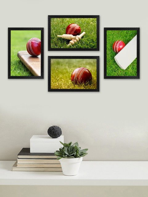 

SWADESI STUFF Set Of 4 Black Textured Individual Wall Photo Frames