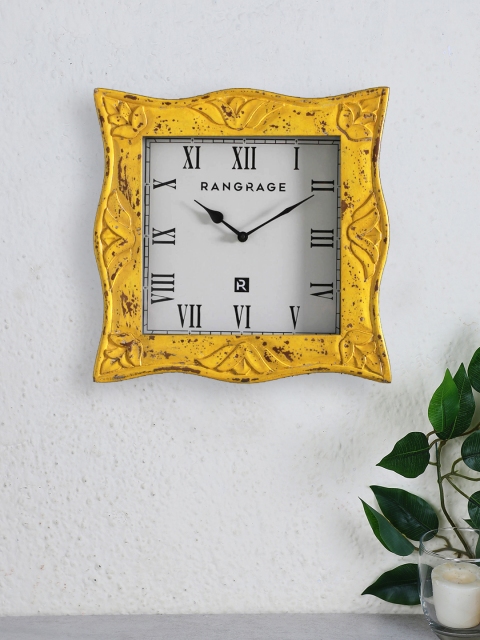 

RANGRAGE White & Yellow Square Textured 40.64 cm Analogue Wall Clock
